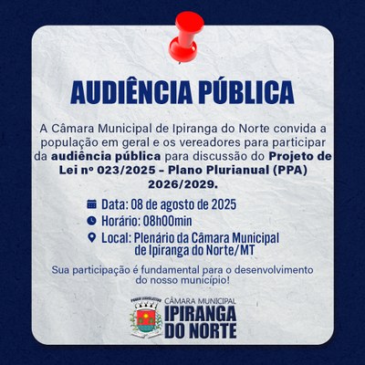 CONVITE AUDIÊNCIA PÚBLICA PPA 2026-2029 CONVITE AUDIÊNCIA PÚBLICA PPA 2026-2029