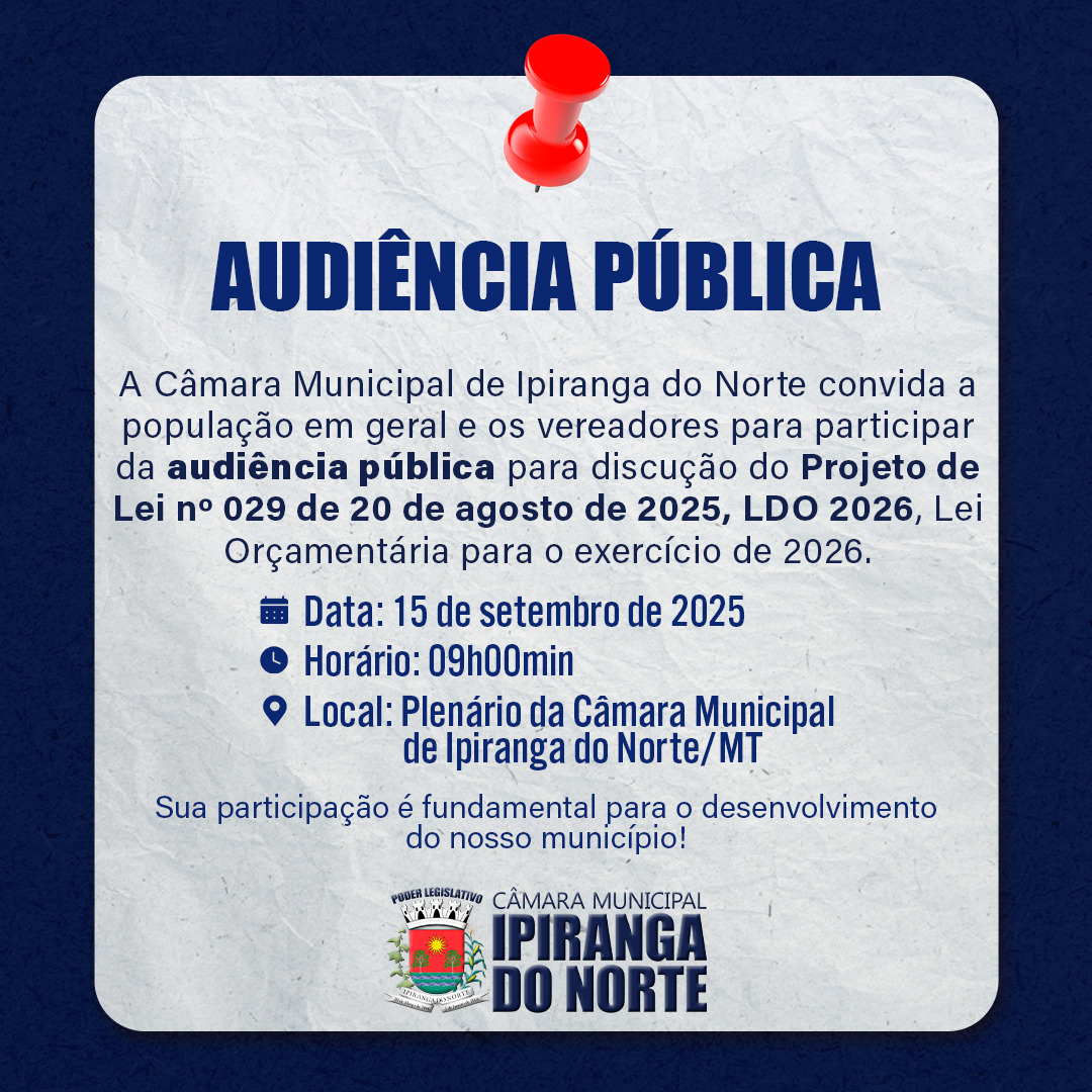 CONVITE AUDIÊNCIA PÚBLICA - LDO 2026