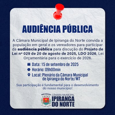CONVITE AUDIÊNCIA PÚBLICA - LDO 2026