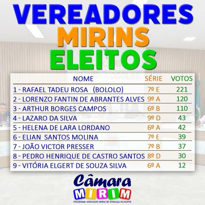 VEREADORES MIRINS ELEITOS