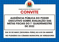 AUDIÊNCIA PÚBLICA DO PODER EXECUTIVO SOBRE AVALIAÇÃO DAS METAS FISCAIS DO 1º QUADRIMESTRE DE 2022