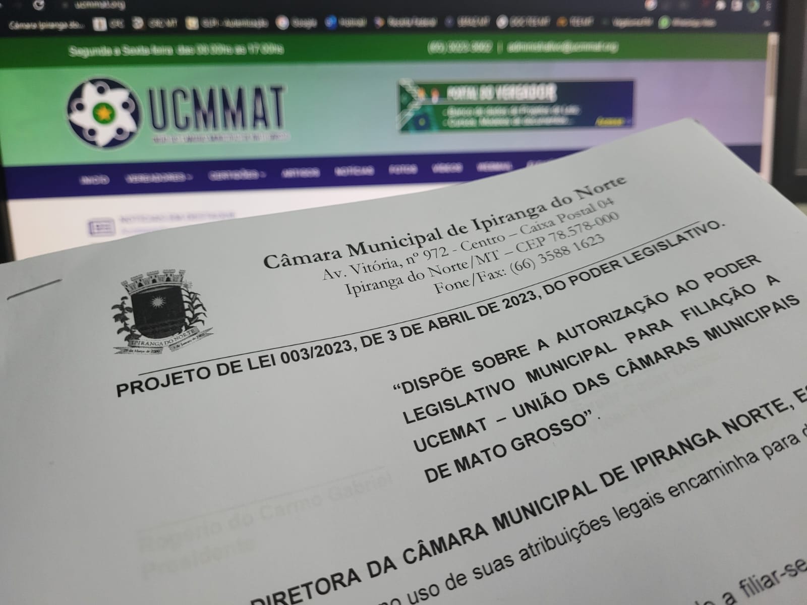 Câmara Municipal de Ipiranga do Norte filia-se à UCMMAT