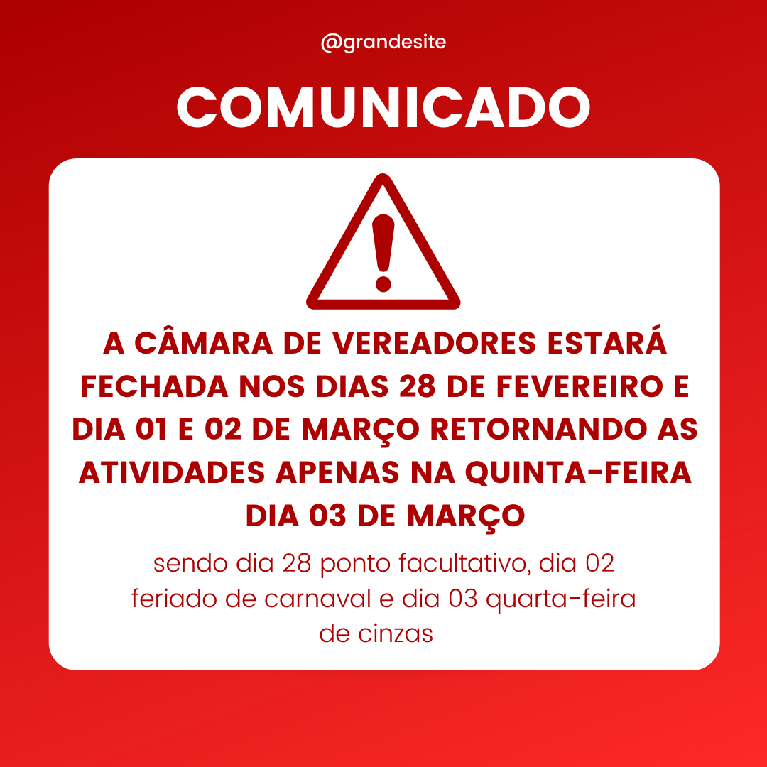 COMUNICADO SOBRE RECESSO - FERIADO DE CARNAVAL 
