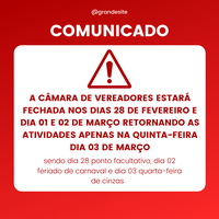 COMUNICADO SOBRE RECESSO - FERIADO DE CARNAVAL 