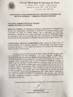 CONVOCAÇÃO PARA ASSINATURA DE CONTRATO E RETIRADA DE NOTA DE EMPENHO – TOMADA DE PREÇO N° 001/2021