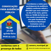 CONVOCAÇÃO PARA AUDIÊNCIA PÚBLICA