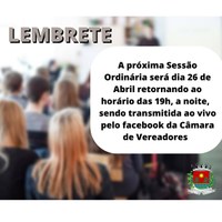 INFORMATIVO SOBRE PRÓXIMA SESSÃO ORDINÁRIA