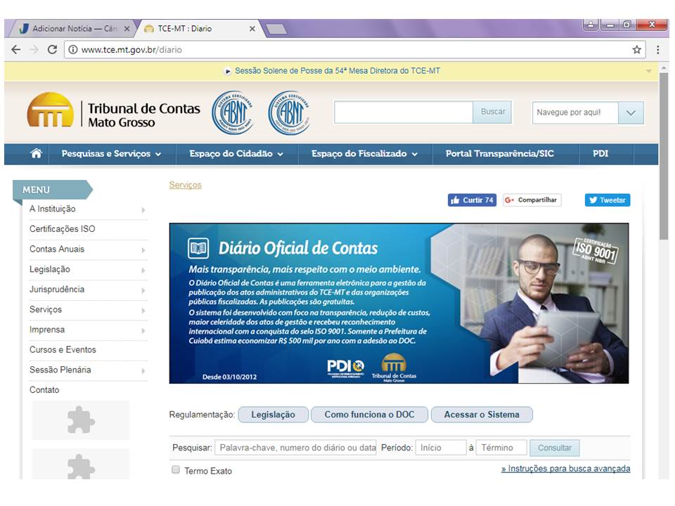 Migração para Diário Oficial do TCE economizará mais de R$ 170 mil em publicações da Prefeitura e da Câmara