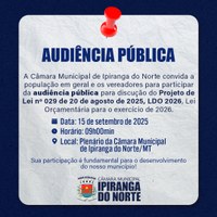 CONVITE PARA A AUDIÊNCIA PÚBLICA - LDO 2026