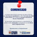 FERIADO DO DIA DO TRABALHADOR SUSPENDE EXPEDIENTE NA CÂMARA MUNICIPAL