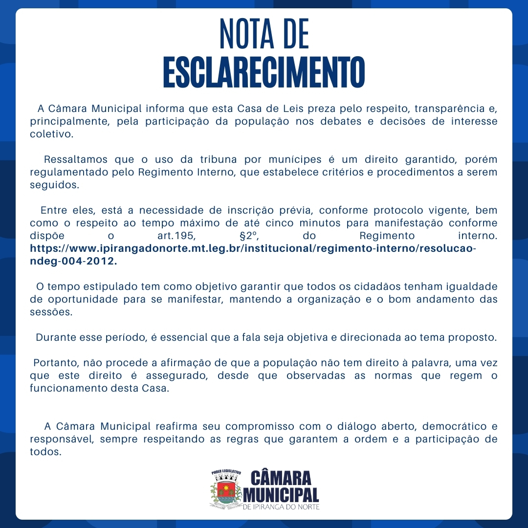 NOTA DE ESCLARECIMENTO