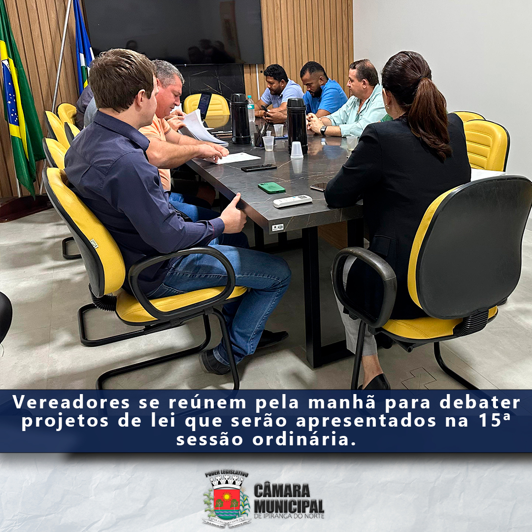 REUNIÃO SOBRE OS PROJETOS DE LEI QUE SERÃO APRESENTADOS NA 15ª SESSÃO ORDINÁRIA
