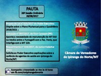 Pauta da 26ª Sessão Ordinária