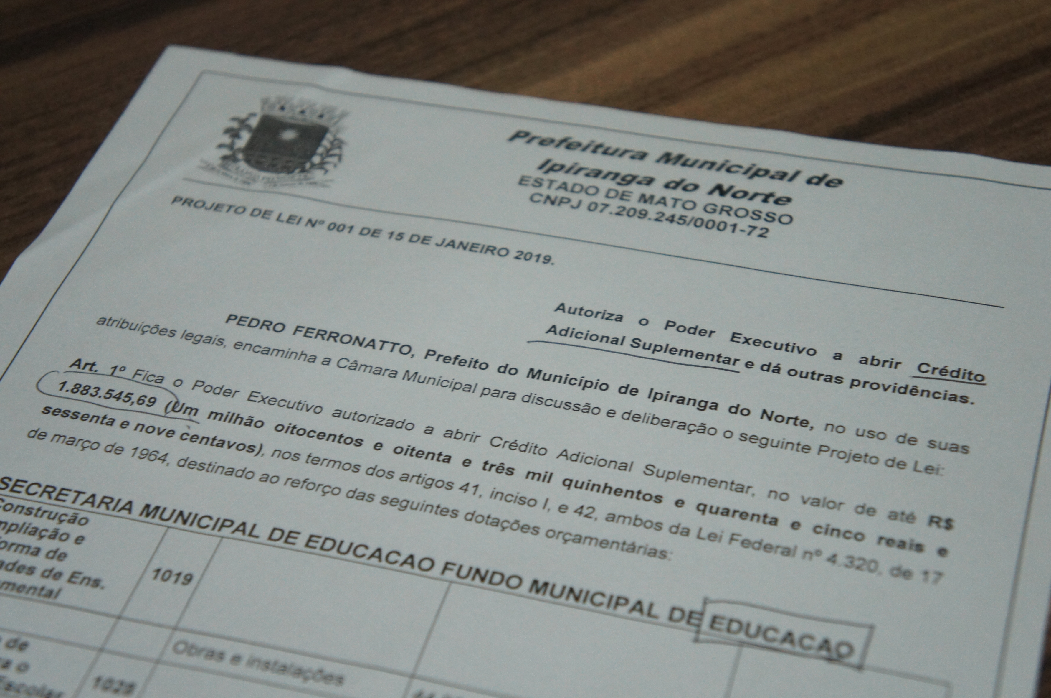 PL n° 01/2019 é aprovado por unanimidade