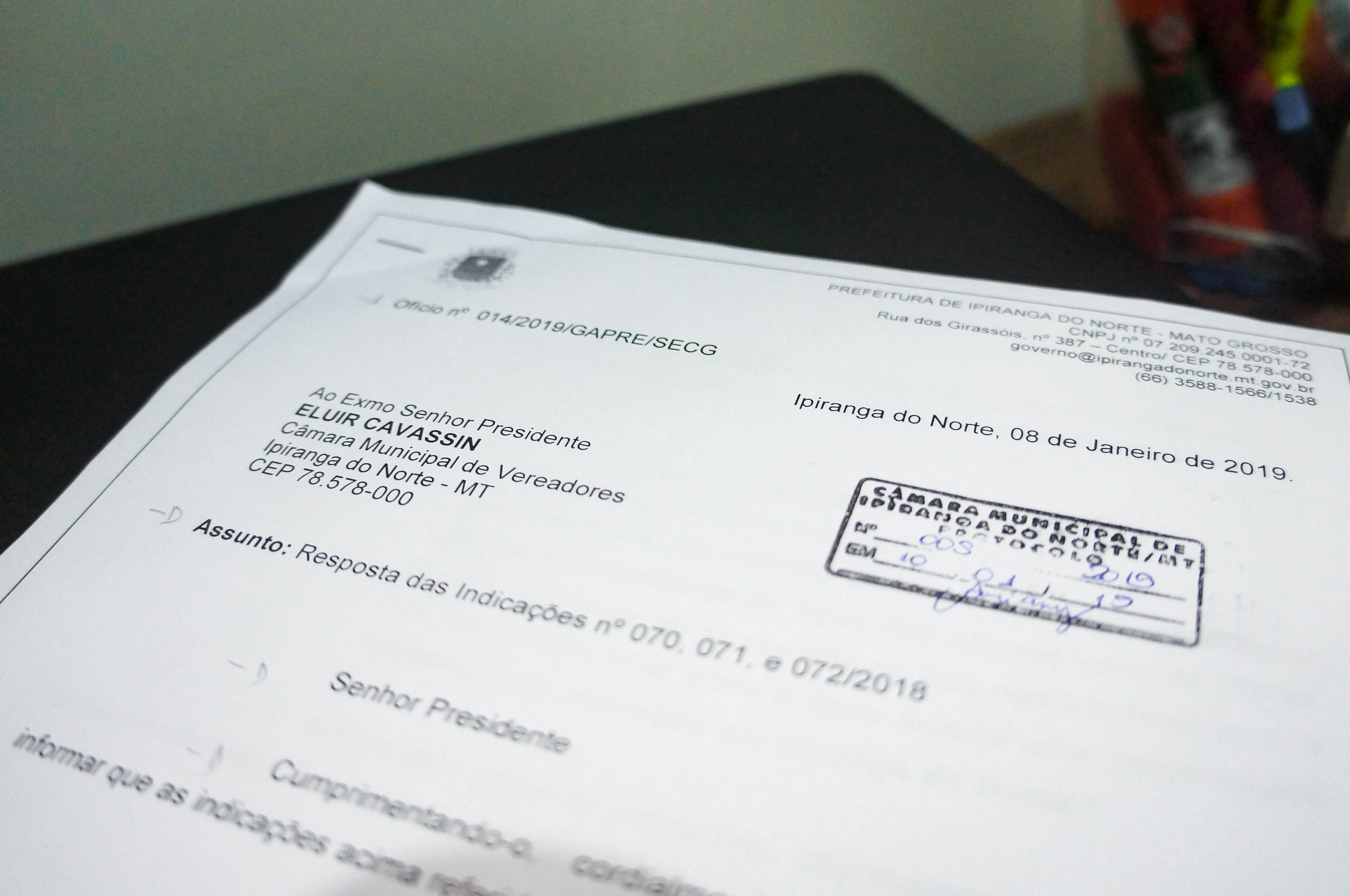 Respostas às indicações n° 068 a 072/2018 são lidas na 2ª Sessão Ordinária