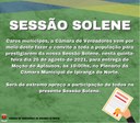 CÂMARA DE VEREADORES CONVIDA A TODOS PARA A SESSÃO SOLENE DO DIA 26 DE AGOSTO